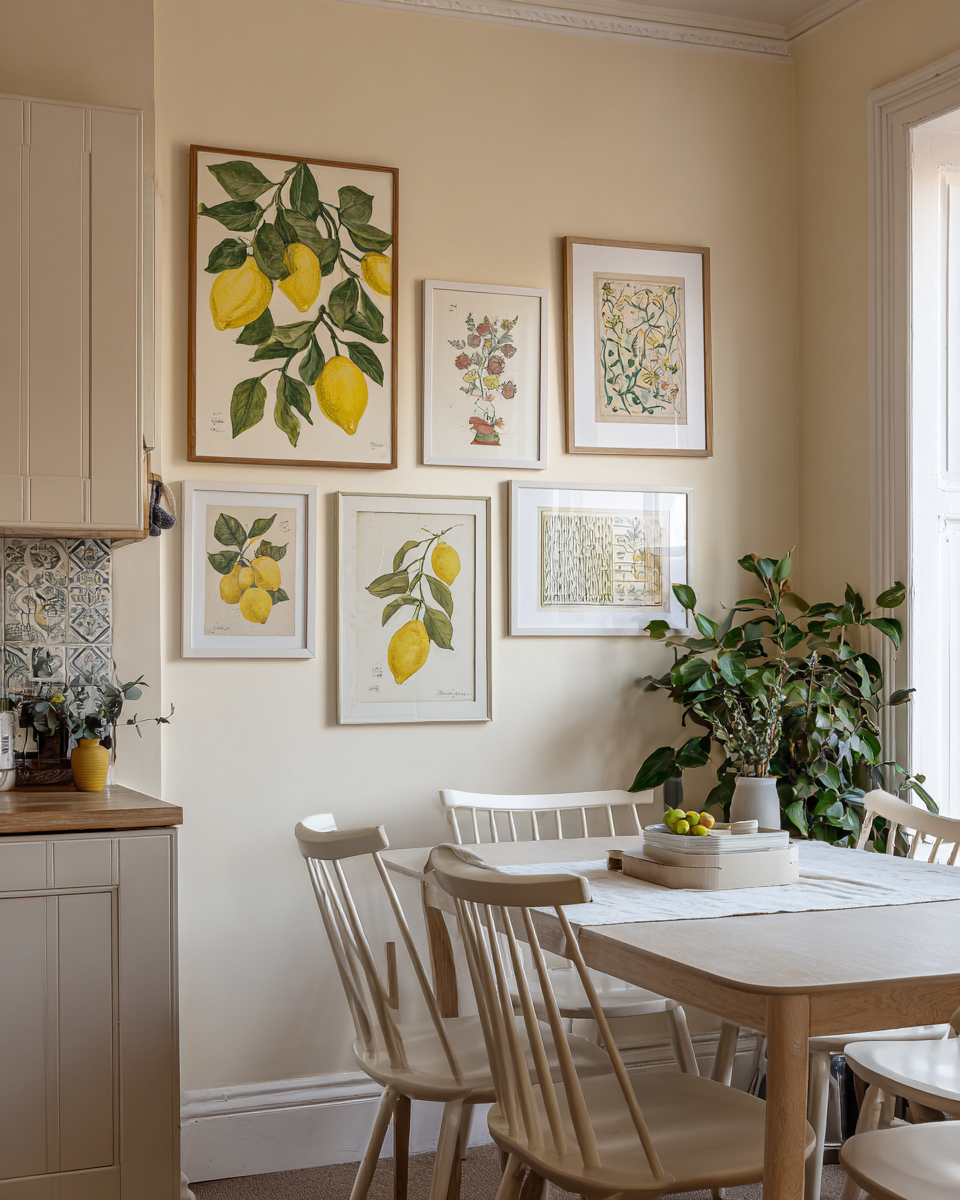 dashidation a light yellow wall with various art prints adorns 87e0ff21 29d0 4481 b063 e06ac26faa5b