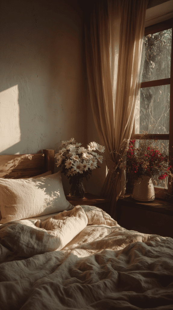 mushka tsh 66768 41949 a bedroom with linen bedding a wooden be 3816813a 7bbb 4047 80c0 d18ce2f9fec1