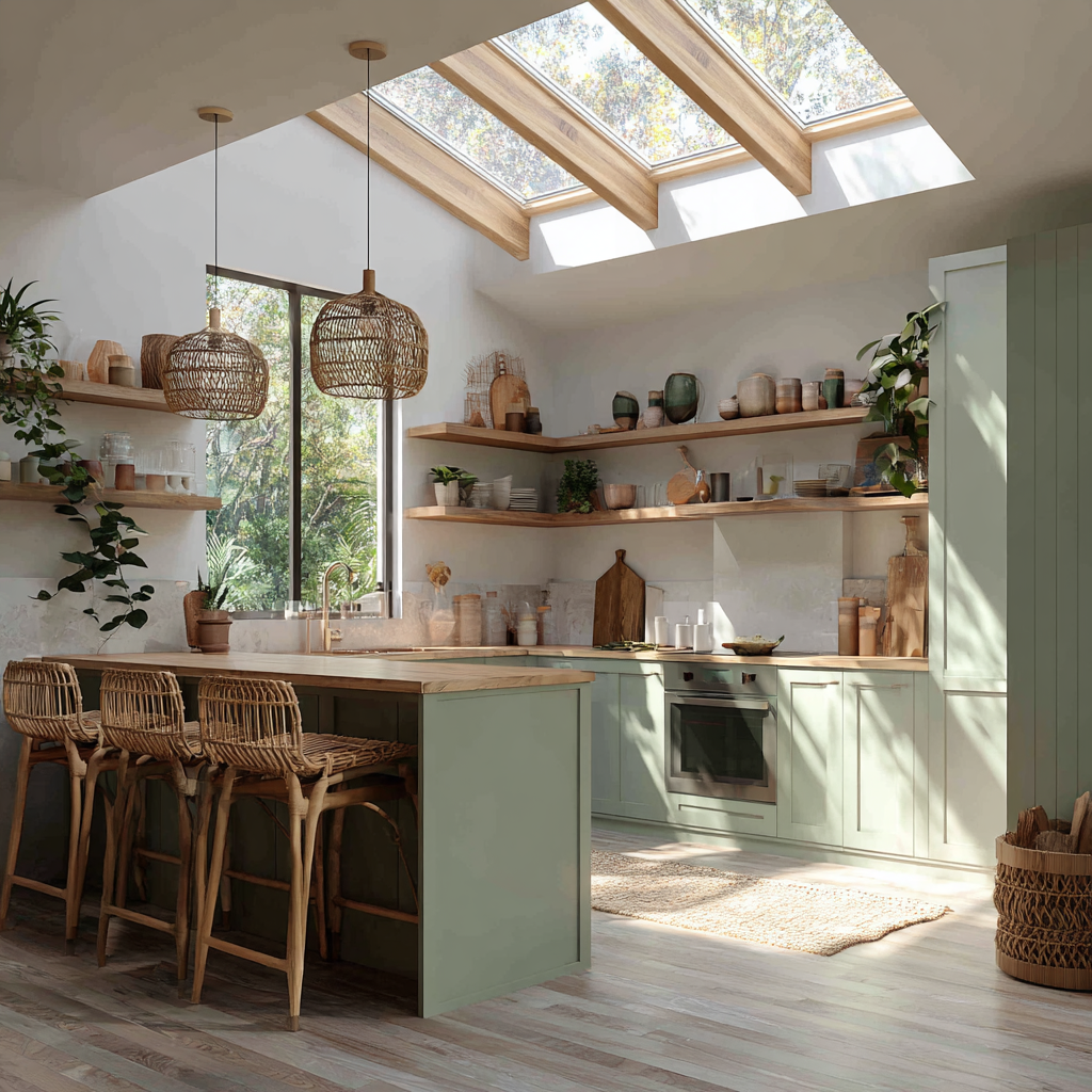 piscestrader a scandinavian boho kitchen with sage green cabine b41a20af fce8 4b38 b27a 4a6b0ec6af47
